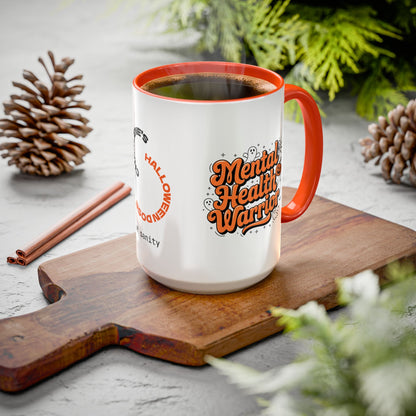 Mental Health Warrior - Personalized Halloween Mug for Survivors Who Keep Showing Up