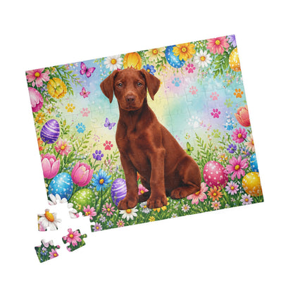 Doberman (Red) Easter Puppy Puzzle - Spring Blooms, Colorful Eggs, and Garden Joy