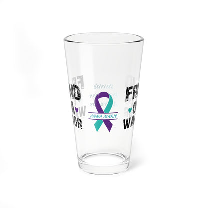 Friend of a Warrior: Personalized Suicide Prevention Awareness Warrior Pint Glass - Proud Family Member