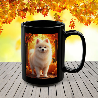 Cream Pomeranian personalized fall mug, custom coffee cup for autumn dog owners and Pom lovers