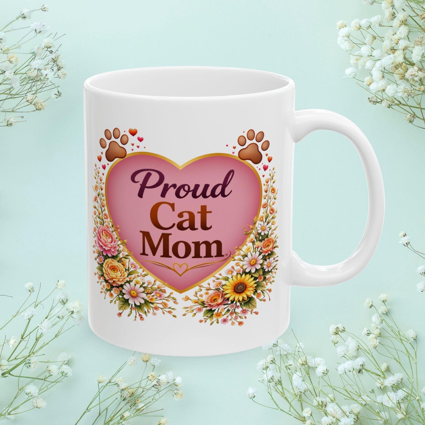 Shop our premium proud cat mom fur mom mug from MySisterIsASurvivor.