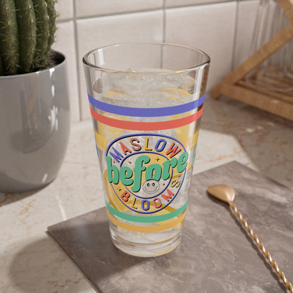 Maslow Before Blooms Retro Pint Glass - 16oz Mental Health Drinkware, Clear Glass for Beverages