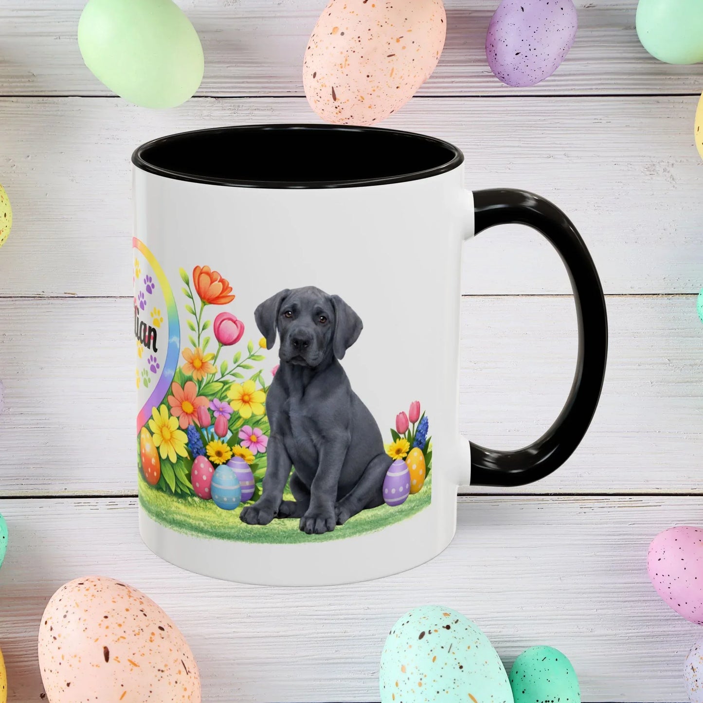 Shop our great dane blue puppy easter mug featuring the 11oz style option from MySisterIsASurvivor.