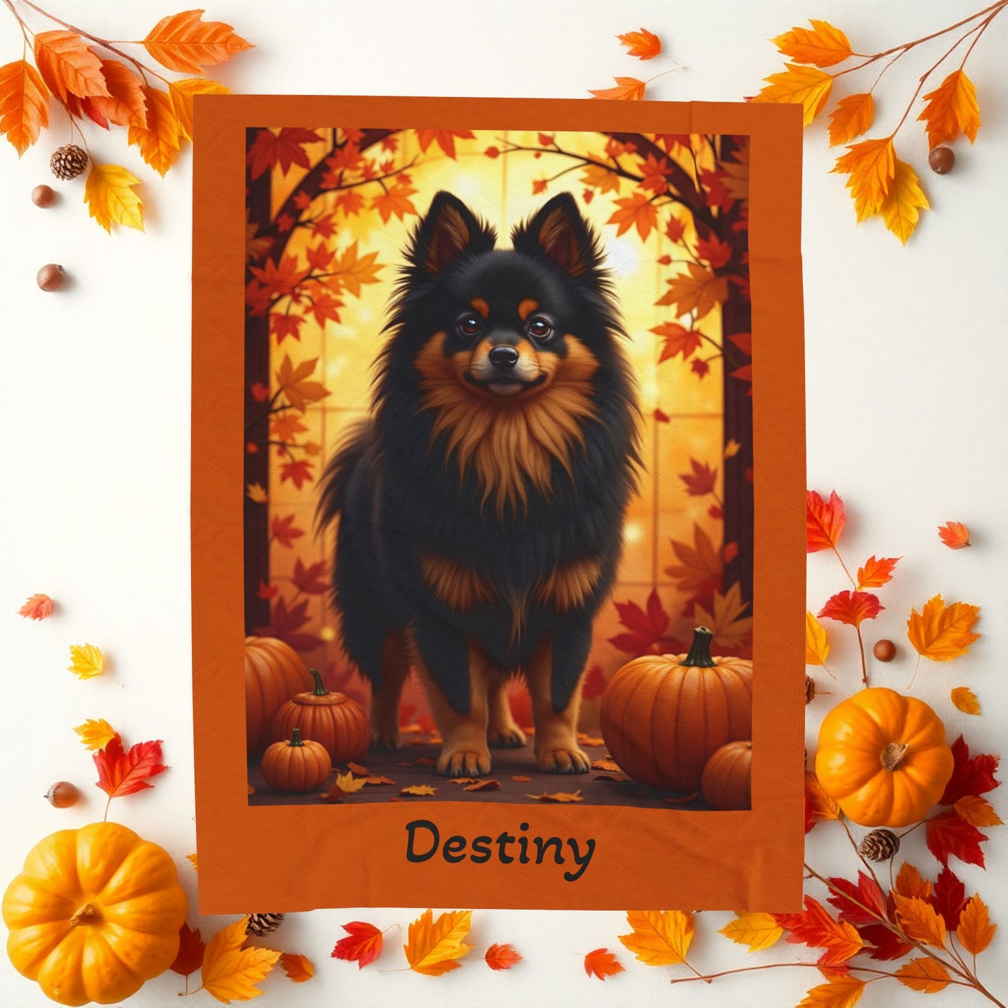 Pomeranian Black & Tan Coat Velveteen Blanket, Cozy Plush Dog Throw, Custom Pet Lover Gift