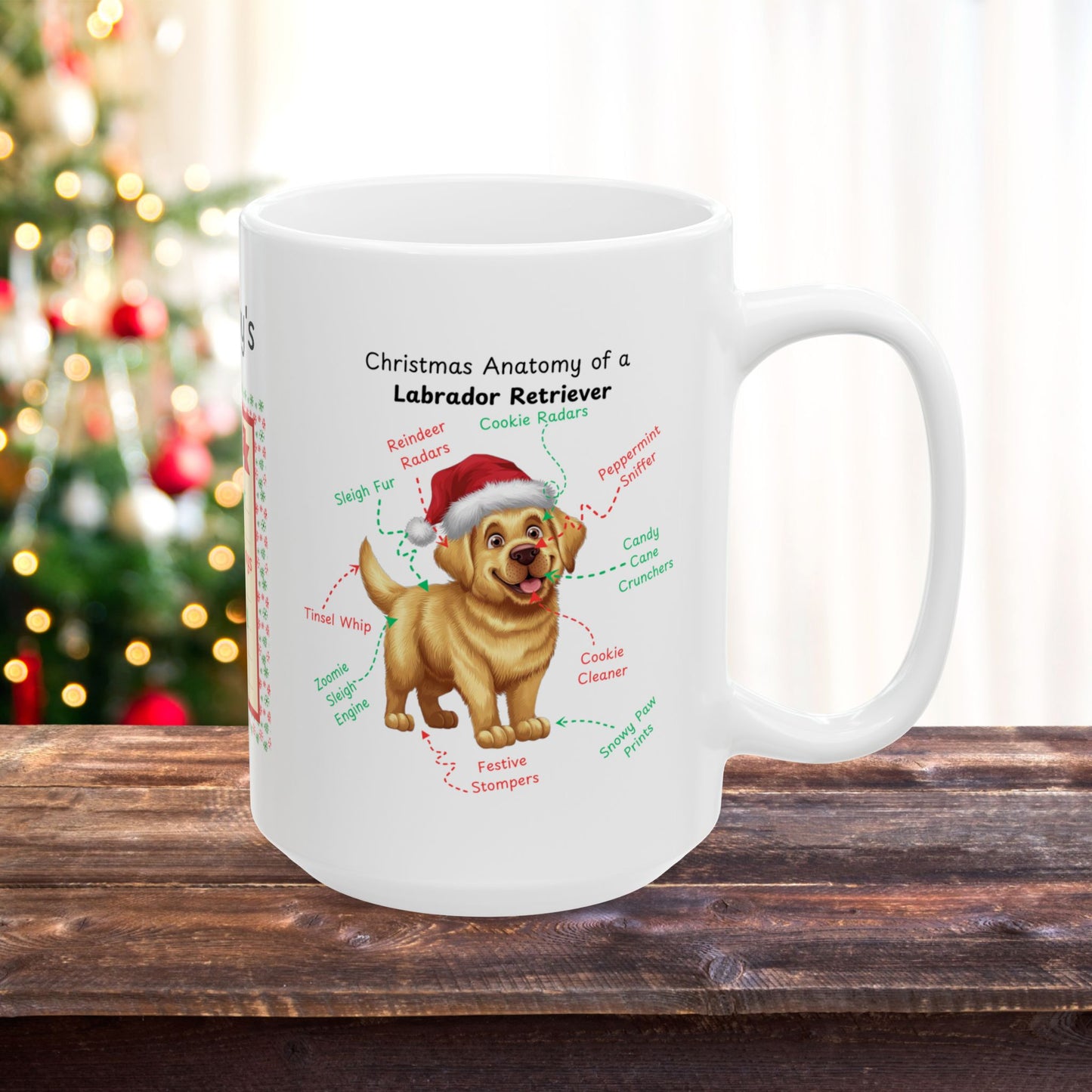 Labrador Retriever (Yellow) Christmas coffee mug, custom festive cup, funny holiday dog gift