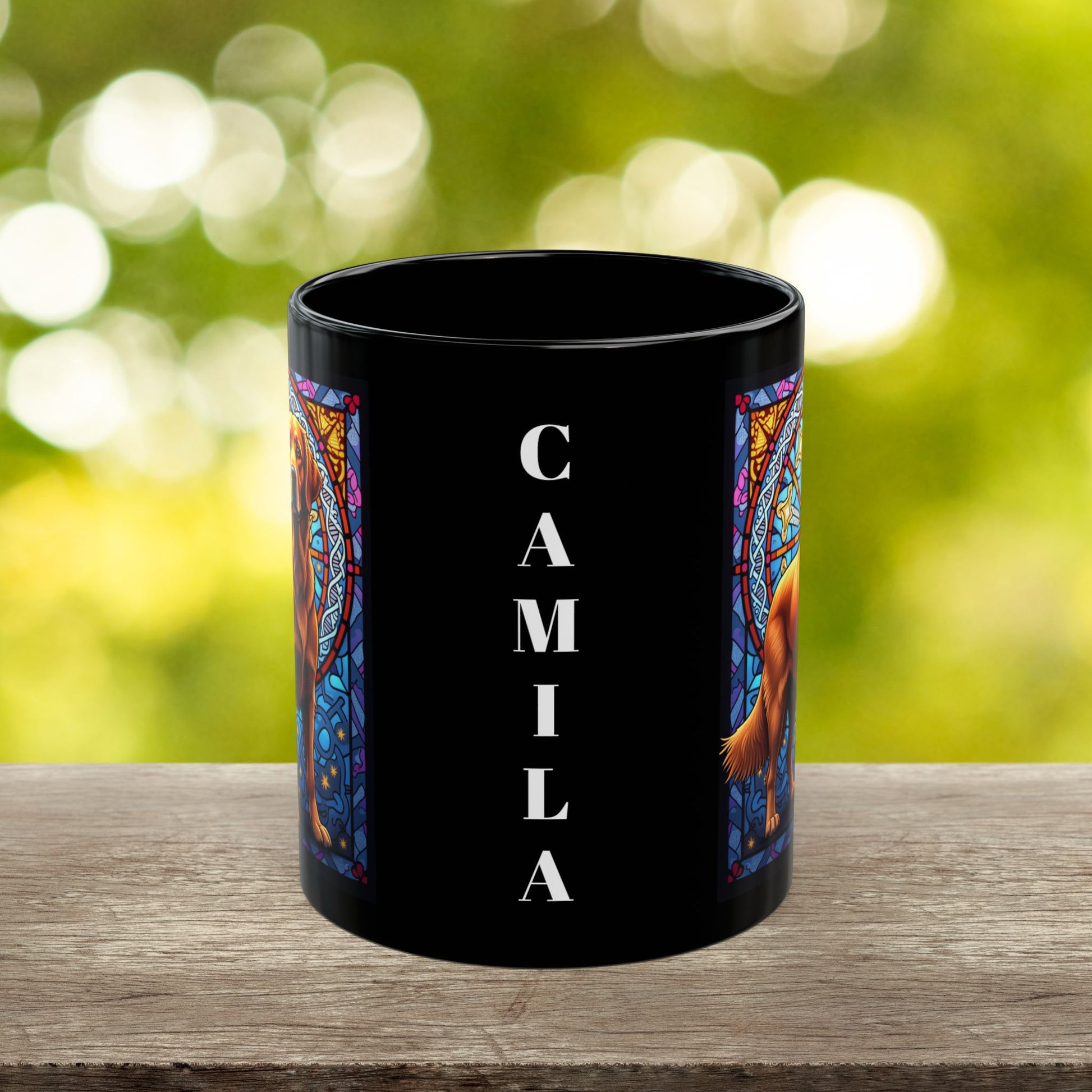 Red Golden Retriever personalized stained glass dog mug, custom gift for Golden Retriever parents
