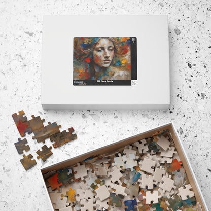 Express Emotions - Impressionist Woman's Portrait Puzzle with Colorful Paint Blooms in Flowing Hair