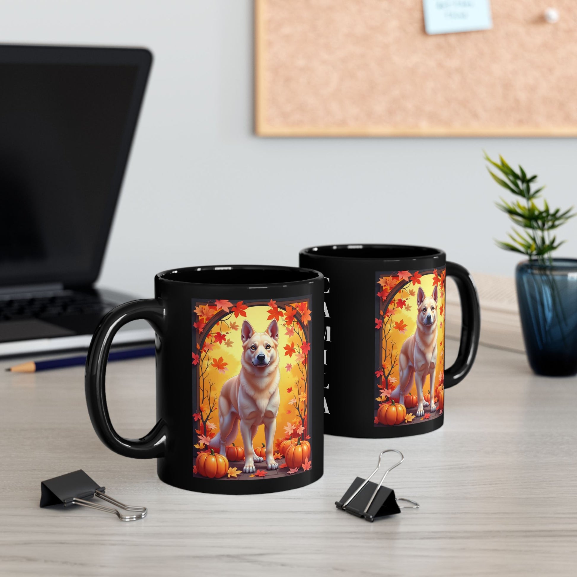 German Shepherd Cream - Autumn custom mug, personalized fall coffee cup gift for GSD owners