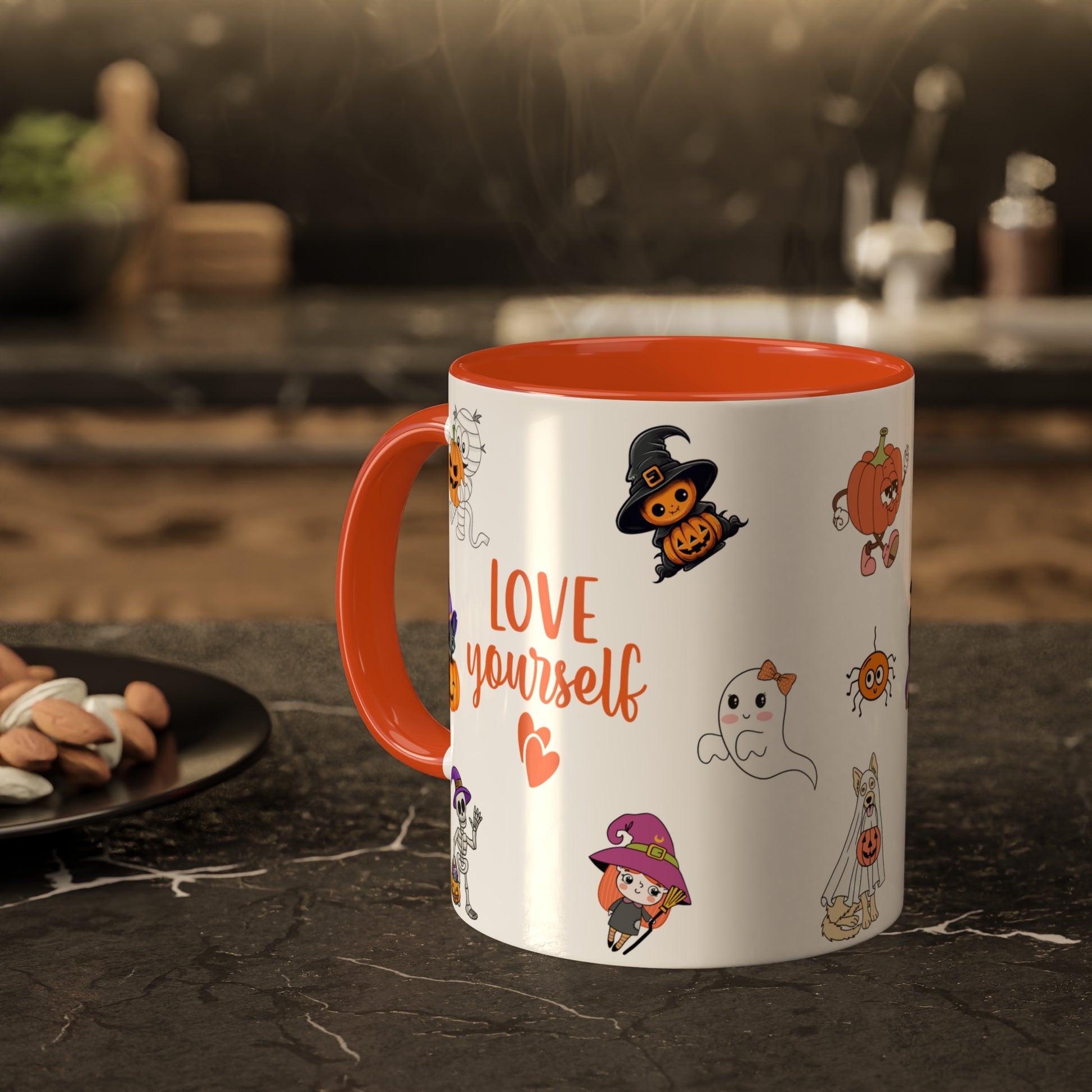 Love Yourself  - Halloween Affirmation Mug - 11oz Ceramic Coffee Cup with Positive Quotes & Cute Vibes