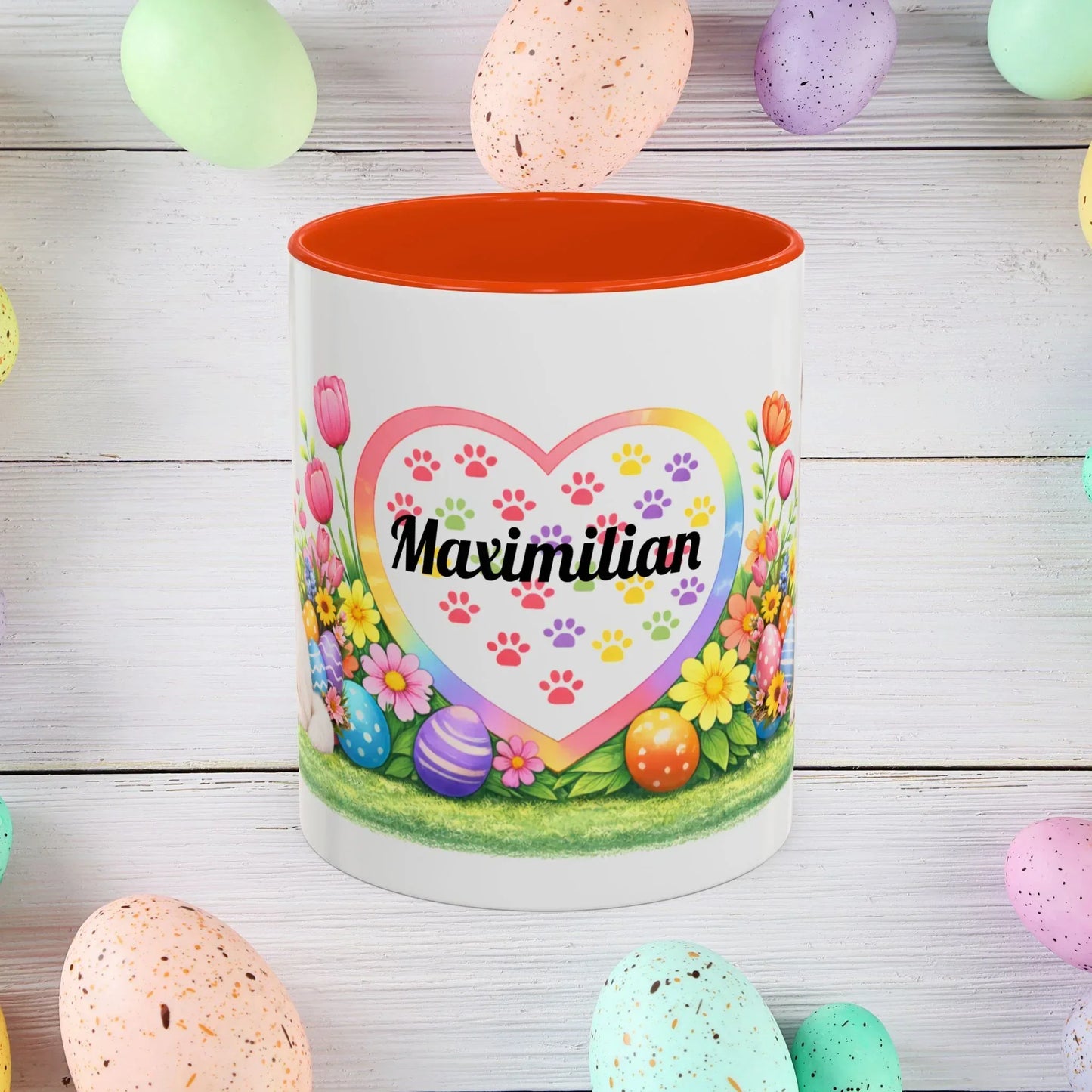 Shop our premium akita white puppy easter mug from MySisterIsASurvivor.