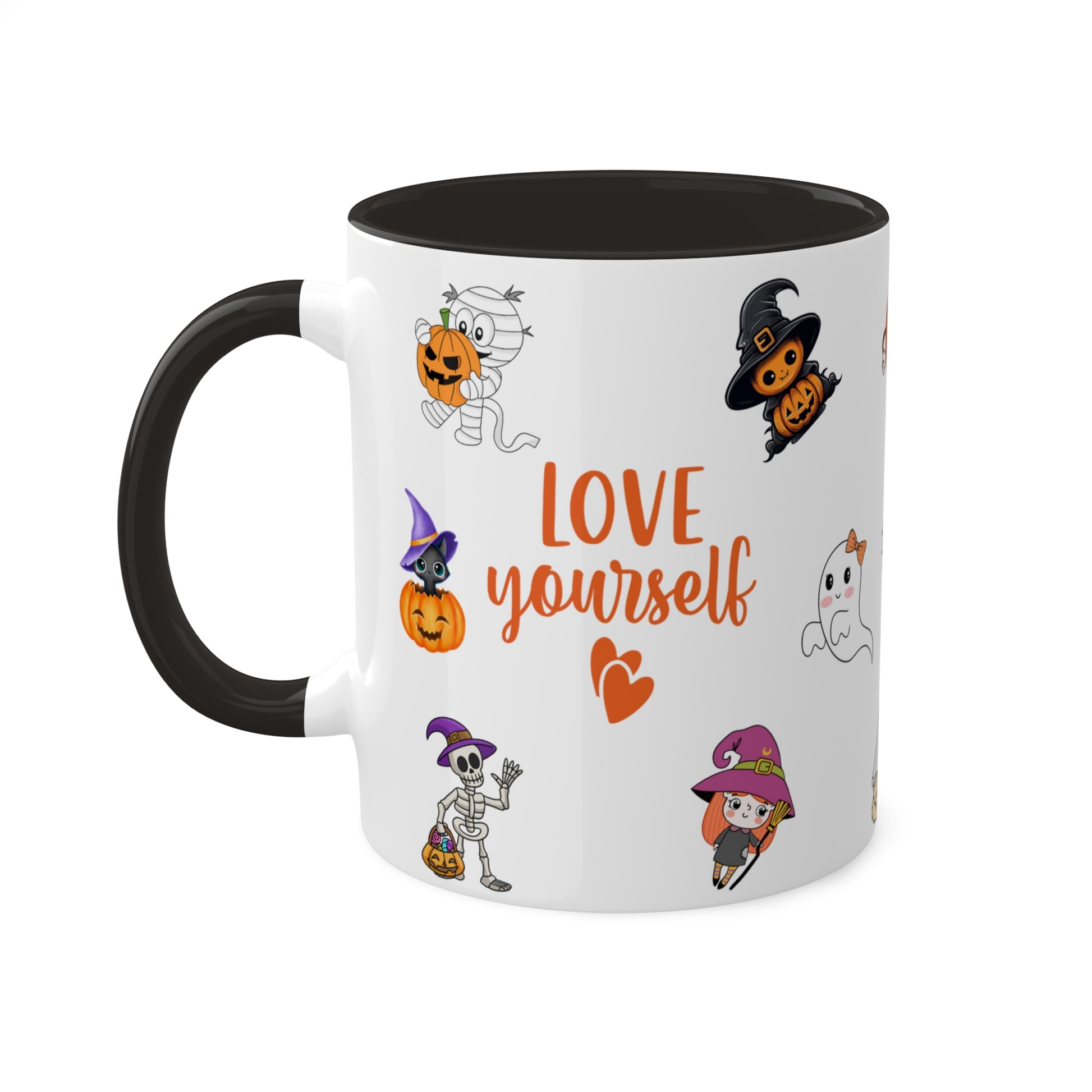 Love Yourself  - Halloween Affirmation Mug - 11oz Ceramic Coffee Cup with Positive Quotes & Cute Vibes