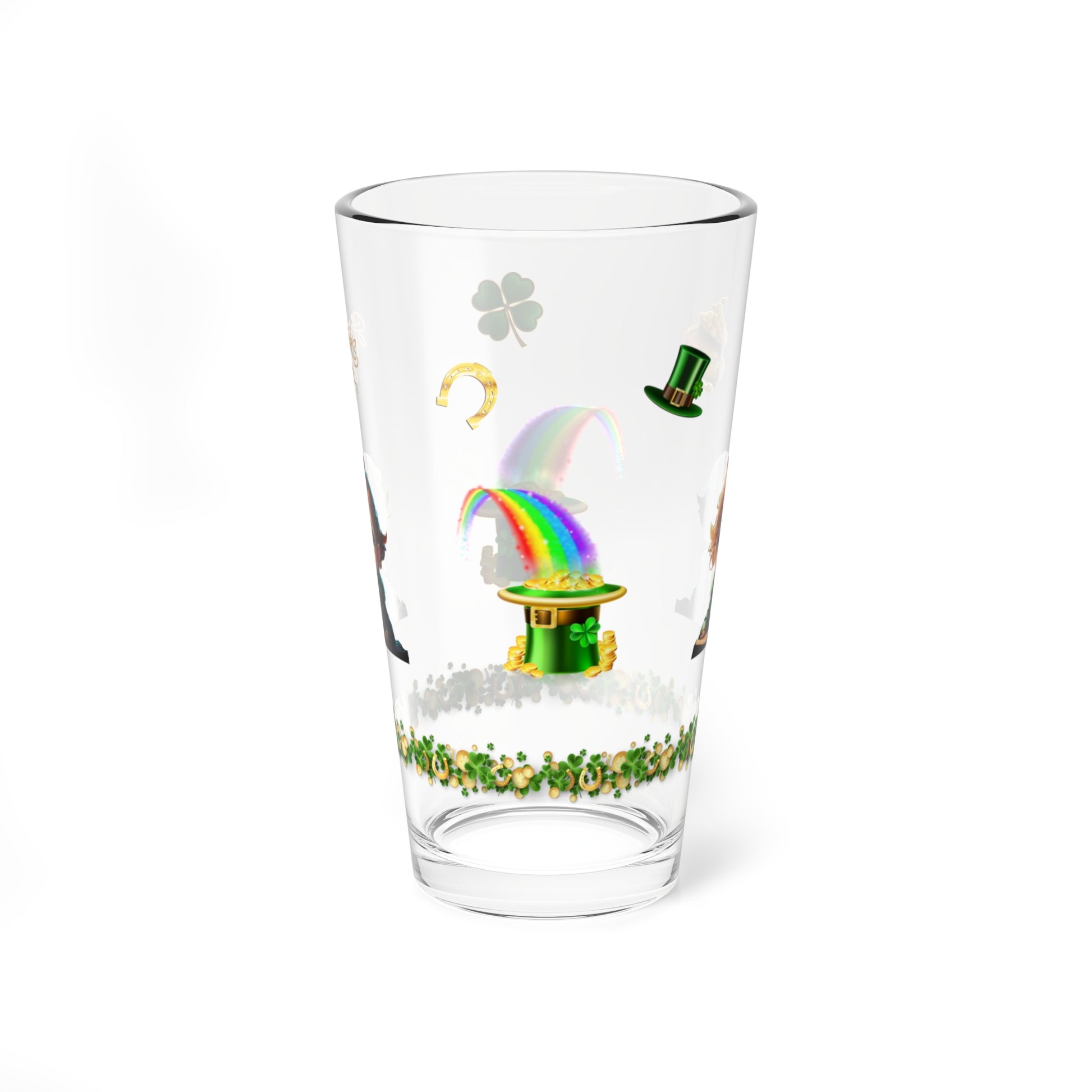 Leprechaun Labyrinth Logic: Mindful St. Patrick's Day 16oz Pint Glasses - Festive Design for Positivity & Wellness