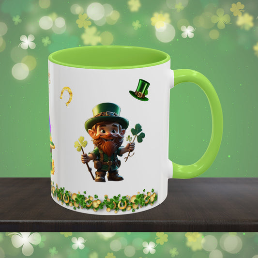 Lucky Leaf Labyrinth: St. Patrick's Day Two-Tone Coffee Mug - Festive Ceramic Mug for Positivity & Mindfulness