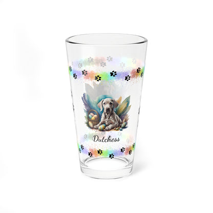 Weimaraner (Taupe) Personalized Easter Puppy 16oz Pint Glass - Custom Dog Design, Mental Health Gift, Easter Décor, and Festive Celebrations