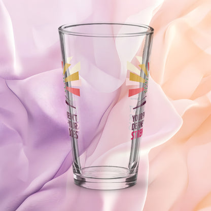 Your Past Doesn’t Define You Your Strength Does pint glass, trauma recovery quote, empowerment drinkware