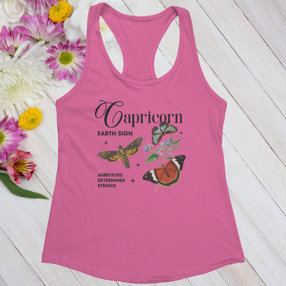 Capricorn Butterfly Zodiac Women's Racerback Tank