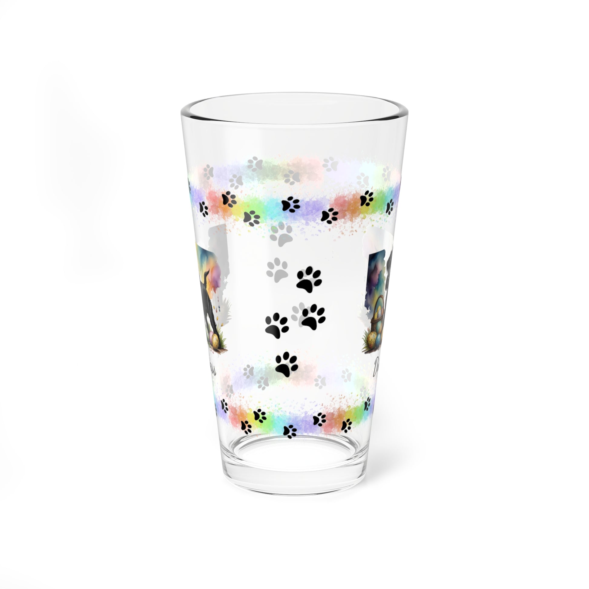 Schnauzer (Black) Personalized Easter Puppy 16oz Pint Glass - Custom Dog Design, Mental Health Gift, Easter Décor, and Festive Celebrations