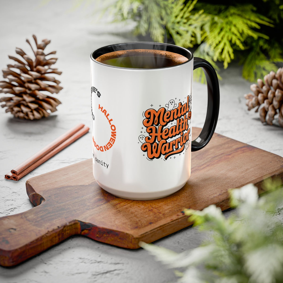 Mental Health Warrior - Personalized Halloween Mug for Survivors Who Keep Showing Up