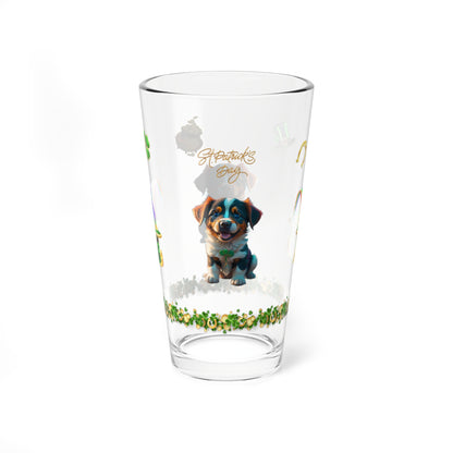 Shamrock Snuggles: Mindful St. Patrick's Day 16oz Pint Glasses - Festive Design for Positivity & Wellness