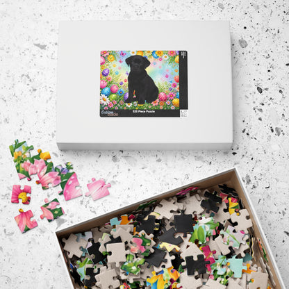 Rottweiler (Black) Easter Puppy Puzzle - Bold Spring Garden with Eggs and Wildflowers