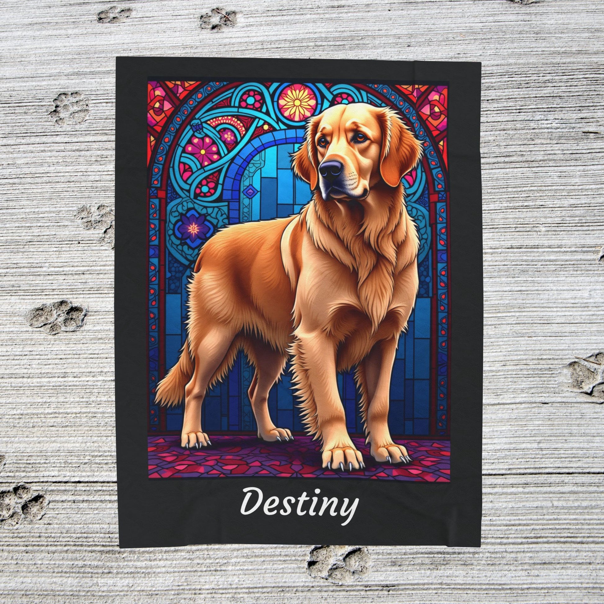 Golden Retriever Light Coat Personalized Velveteen Plush Blanket, Custom Dog Lover Gift Throw