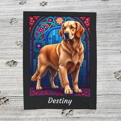 Golden Retriever Light Coat Personalized Velveteen Plush Blanket, Custom Dog Lover Gift Throw