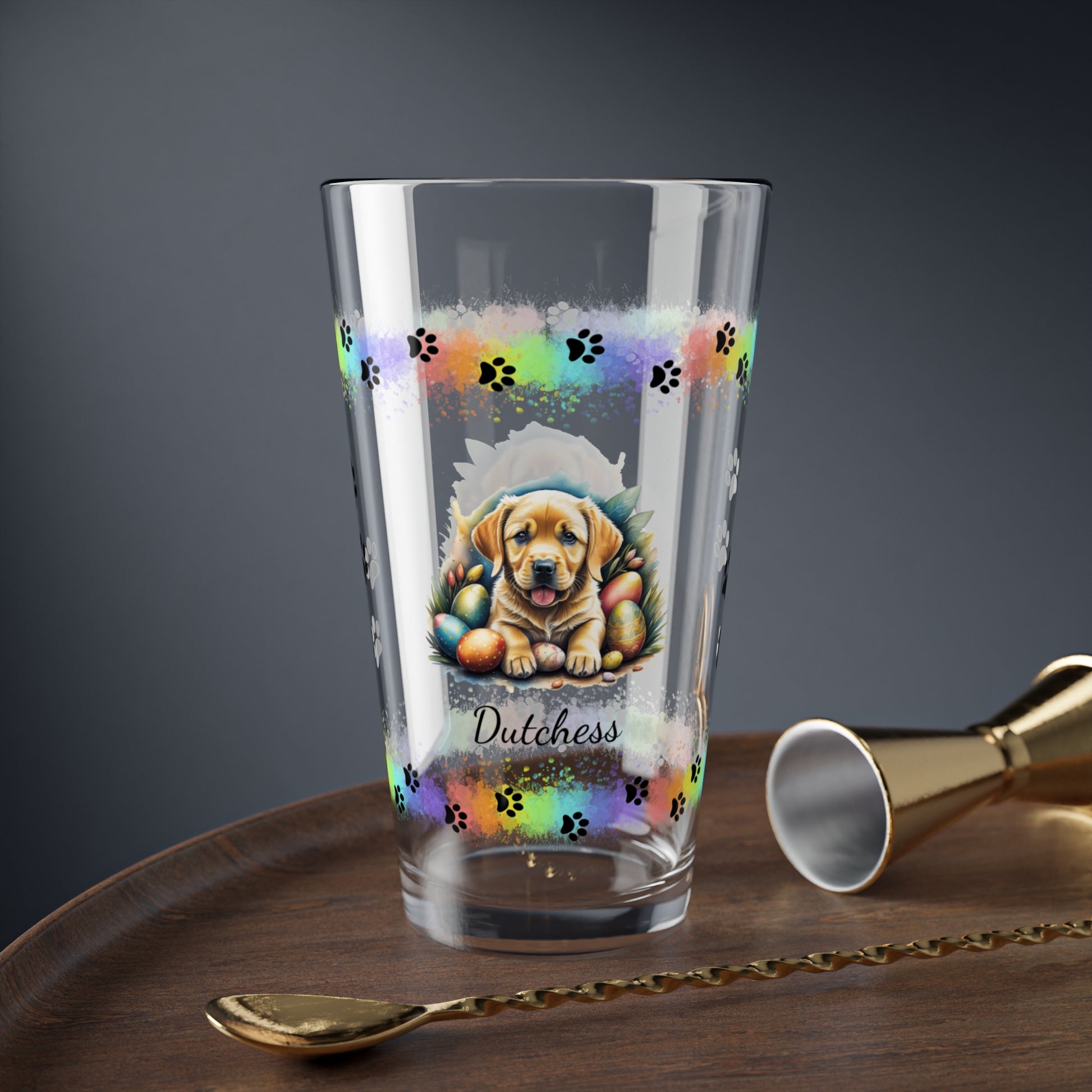 Yellow Labrador Personalized Easter Puppy 16oz Pint Glass - Custom Dog Design, Mental Health Gift, Easter Décor, and Festive Celebrations