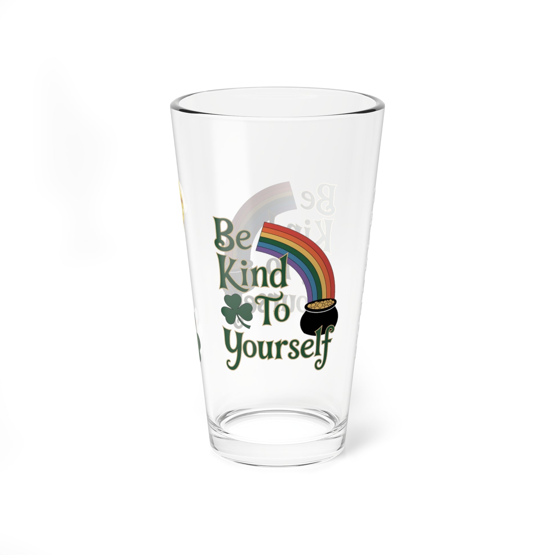 Be Kind To Yourself: Personalized St. Patrick's Day Pint Glass - Customizable Name for Happiness and Positivity