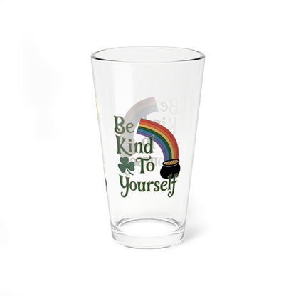 Be Kind To Yourself: Personalized St. Patrick's Day Pint Glass - Customizable Name for Happiness and Positivity