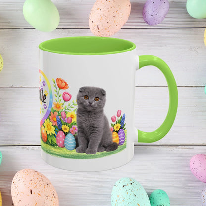 Shop our scottish fold kitten easter mug featuring the 11oz style option from MySisterIsASurvivor.