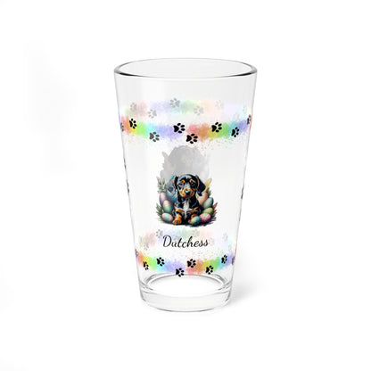 Dachshund Personalized Easter Puppy 16oz Pint Glass - Custom Dog Design, Mental Health Gift, Easter Décor, and Festive Celebrations