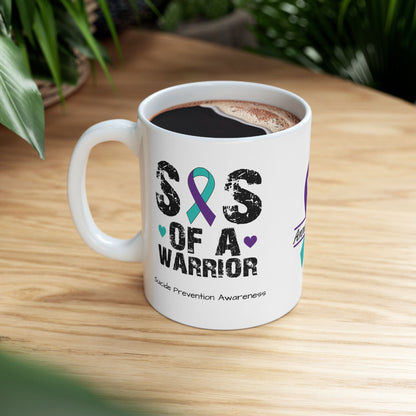 Sis of a Warrior - Personalized Suicide Prevention Awareness Gift, Empowerment and Resilience Ceramic Mug, Support for Survivors