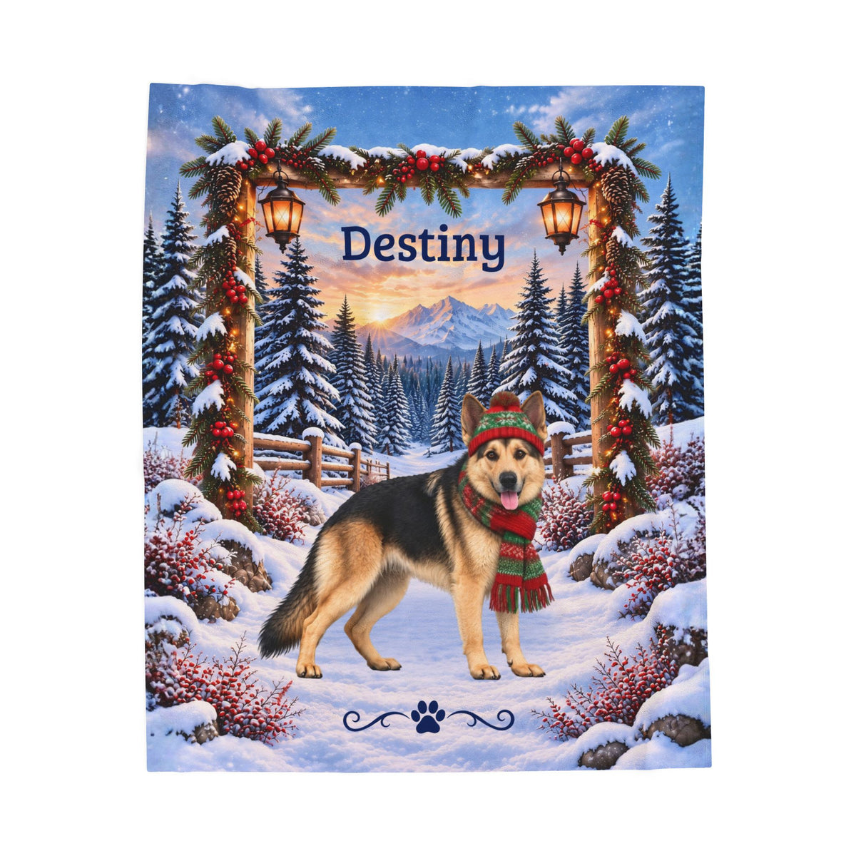 German Shepherd (Reverse Mask Coat) - Personalized Winter Velveteen Blanket, Custom Dog Name Gift - MySisterIsAsurvor