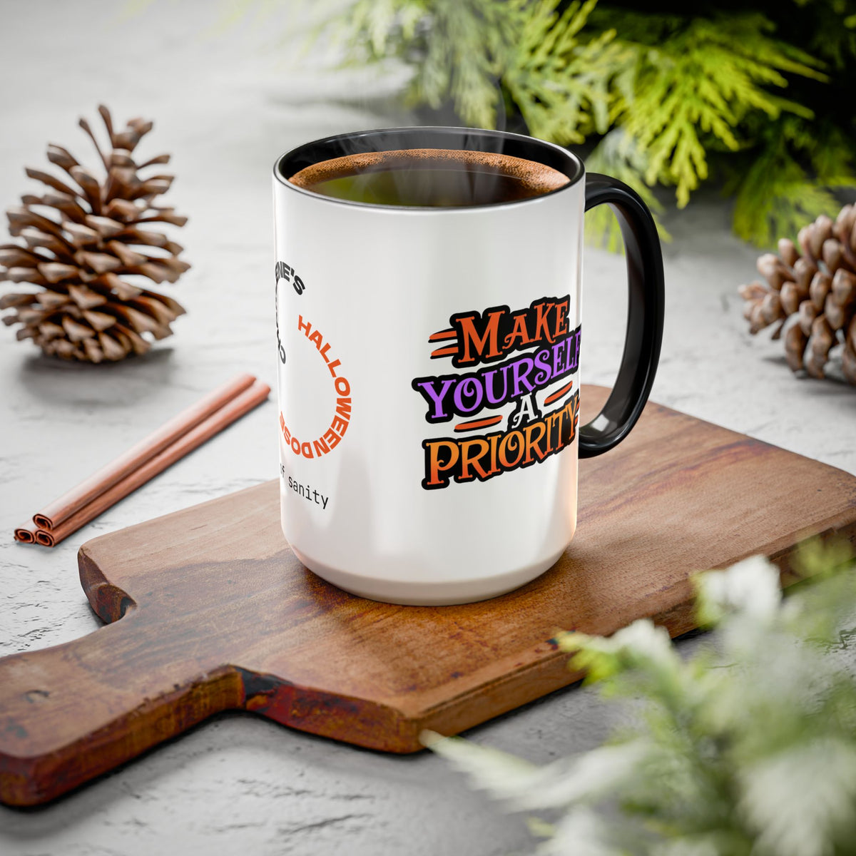 Make Yourself a Priority - Personalized Halloween Mug for Caregivers & Boundary Setters