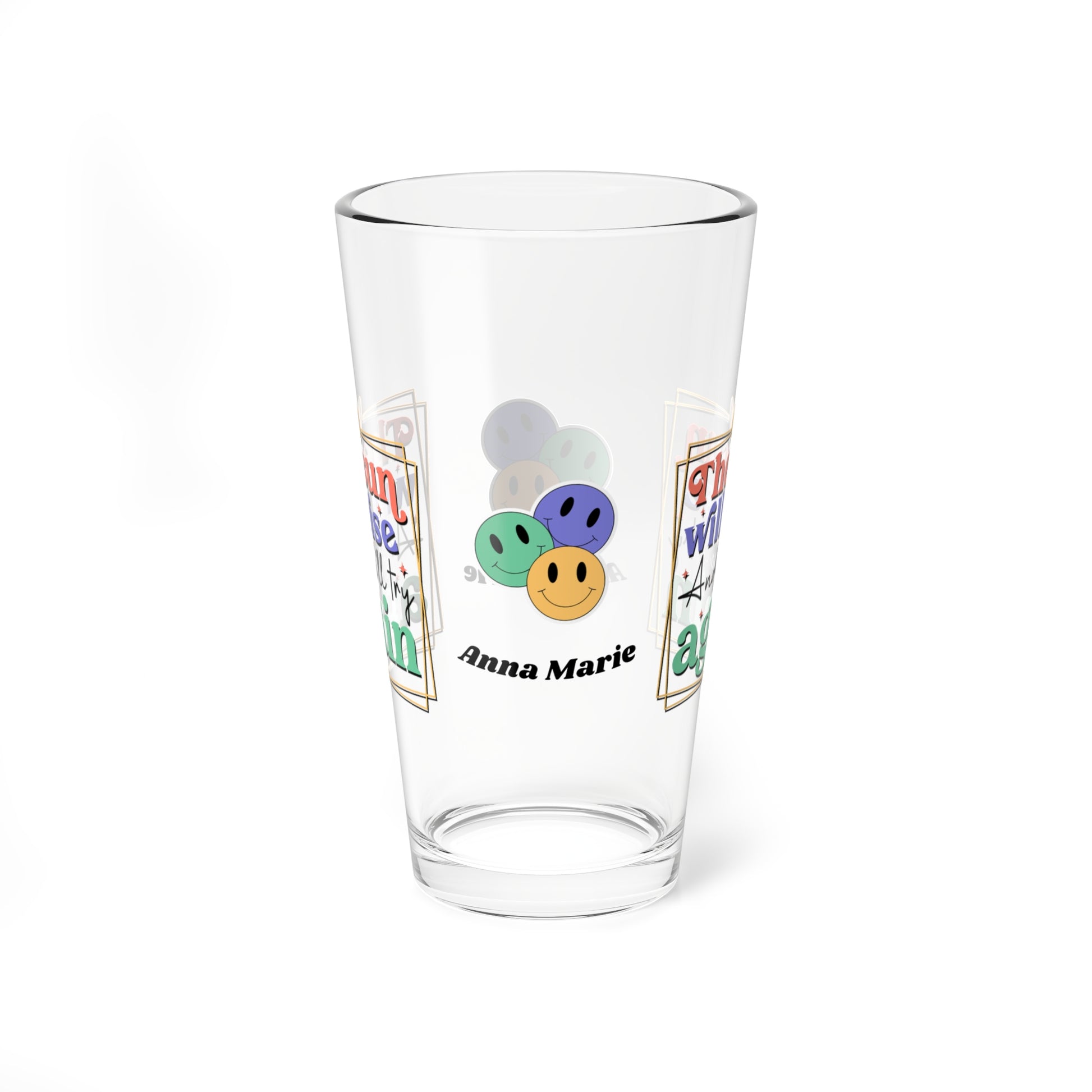 The Sun Will Rise Again retro pint glass with hopeful mental health message