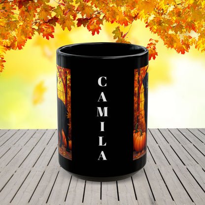 Australian Shepherd Black - Autumn coffee mug, custom herding dog lover gift for dog moms and dads