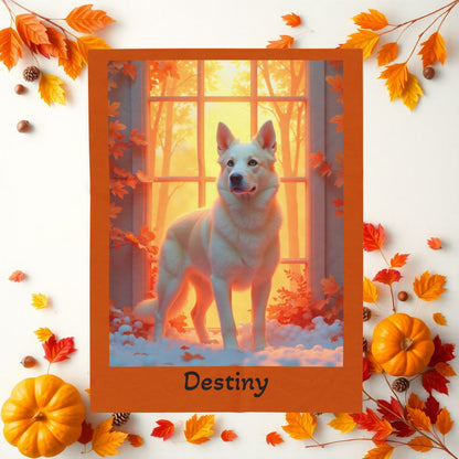 Cream German Shepherd velveteen plush blanket, personalized dog throw, cozy gift for GSD lovers - MySisterIsASurvivor