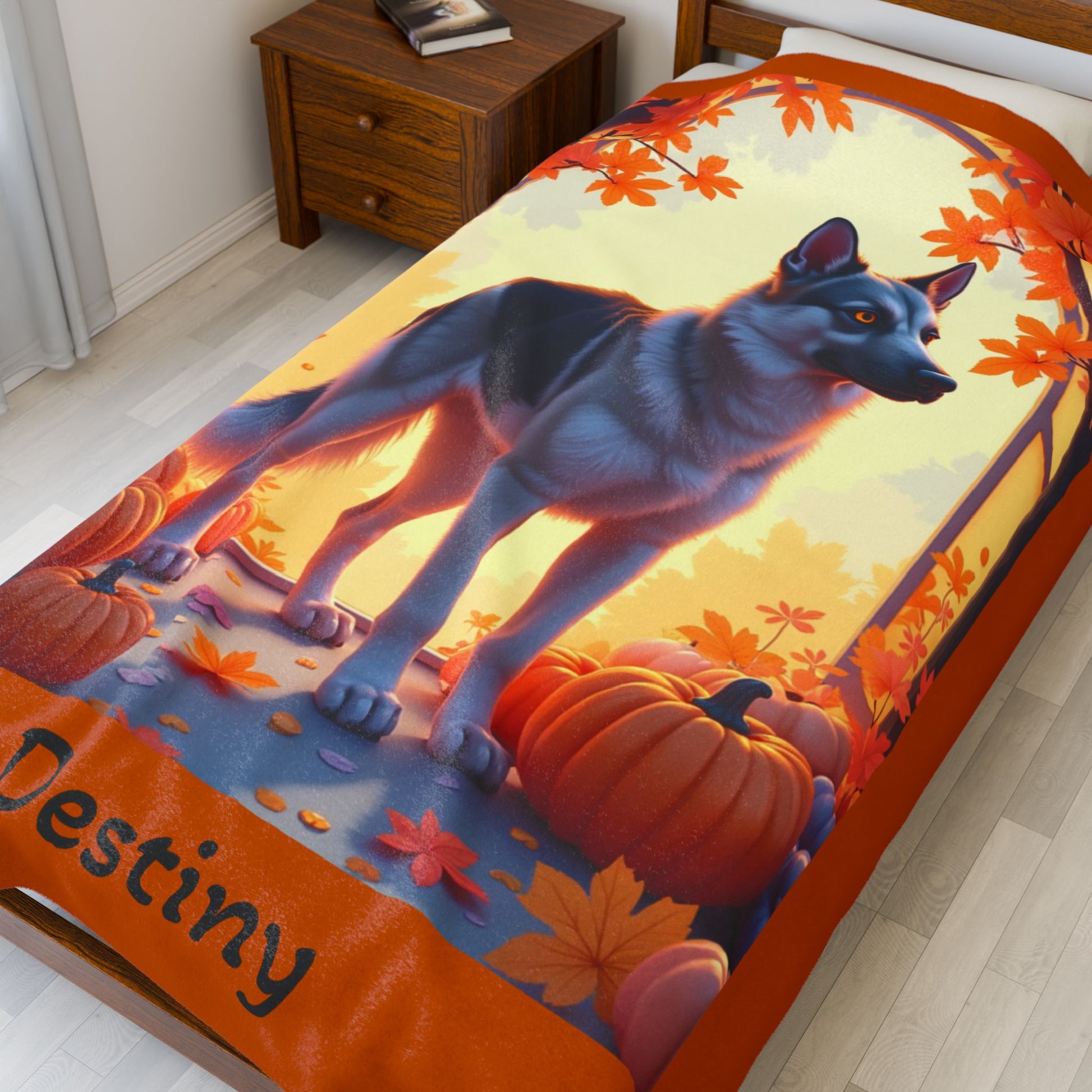 Black and Silver German Shepherd velveteen plush blanket, custom dog throw for GSD owners - MySisterIsASurvivor