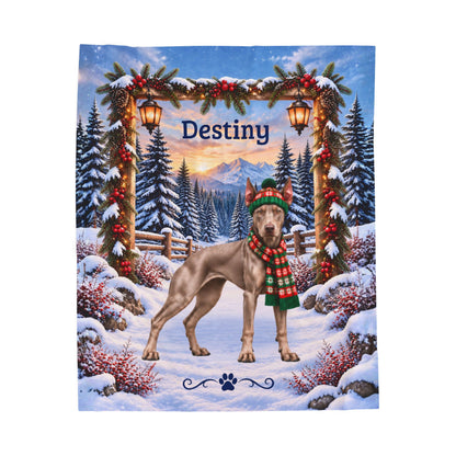 Doberman (Fawn-Isabella Coat) - Personalized Winter Blanket, Custom Name Velveteen Throw