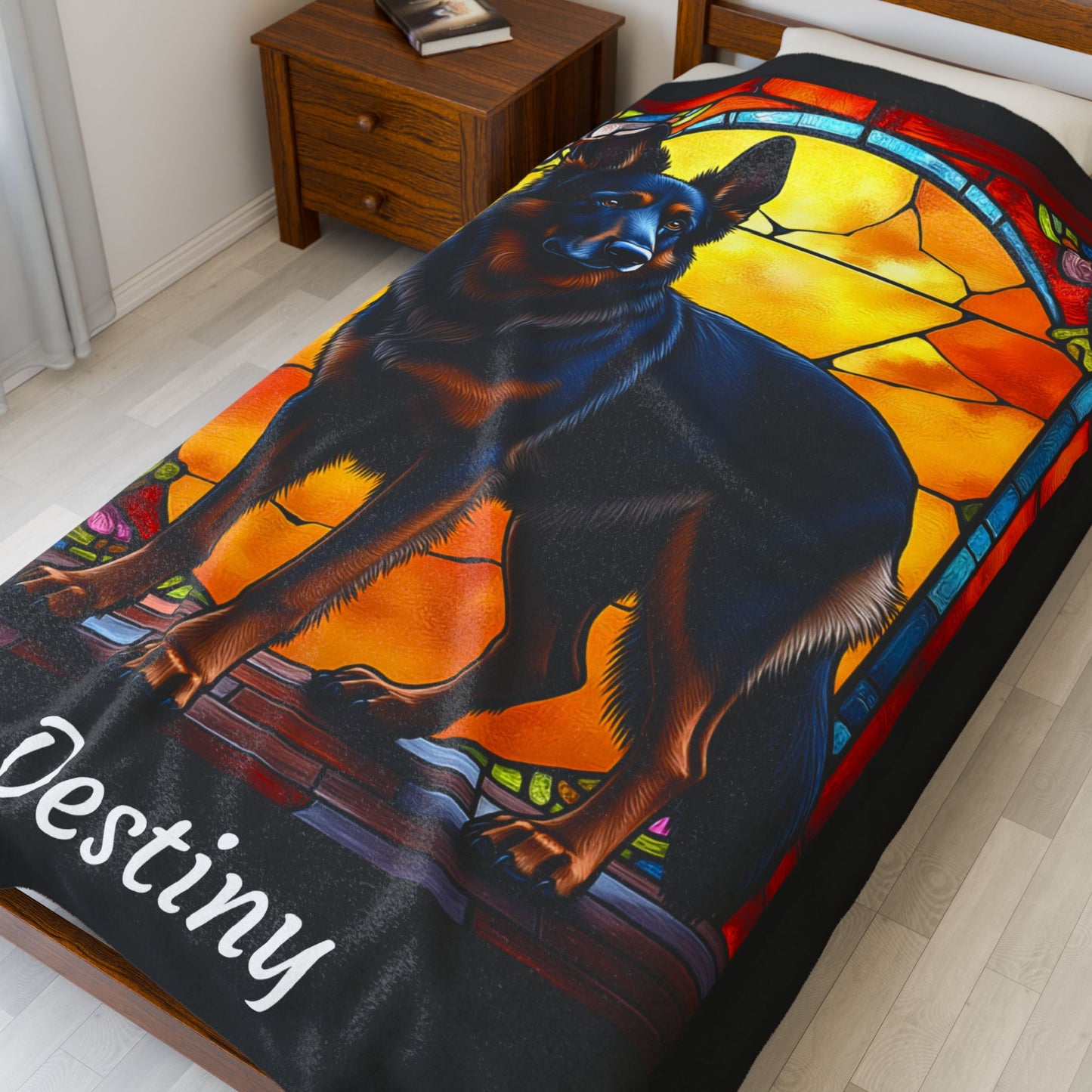 German Shepherd Black & Red Coat Blanket, Personalized Dog Lover Throw, Gift for Humans