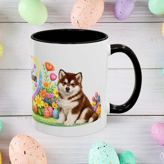 Shop our alaskan malamute red white puppy easter mug featuring the 11oz style option from MySisterIsASurvivor.