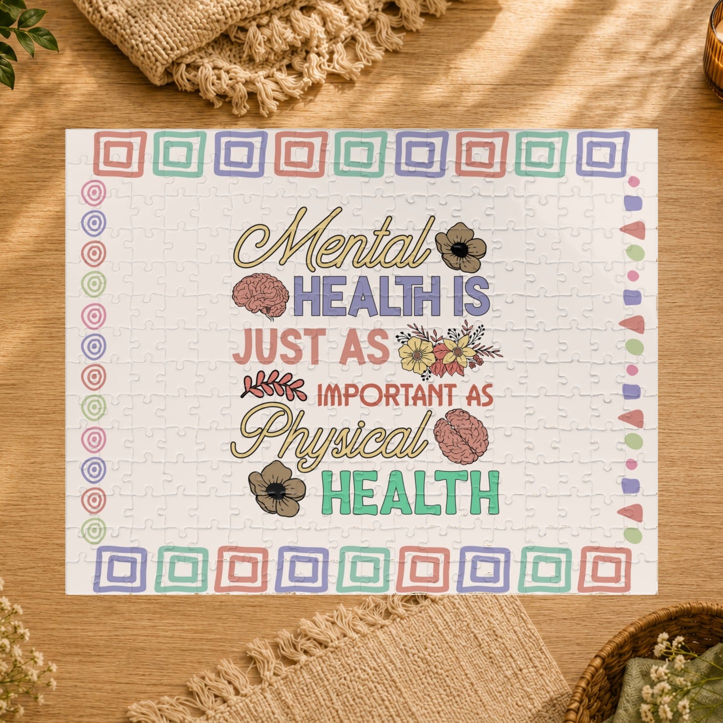 Mental Health Is Just as Important as Physical Health - Affirmation Puzzle Gift for Survivors and Puzzle Lovers
