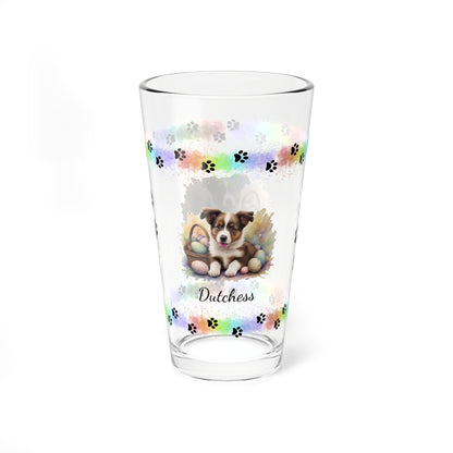 Border Collie (Brown & White) Personalized Easter Puppy 16oz Pint Glass - Custom Dog Design, Mental Health Gift, Easter Décor, and Festive Celebrations