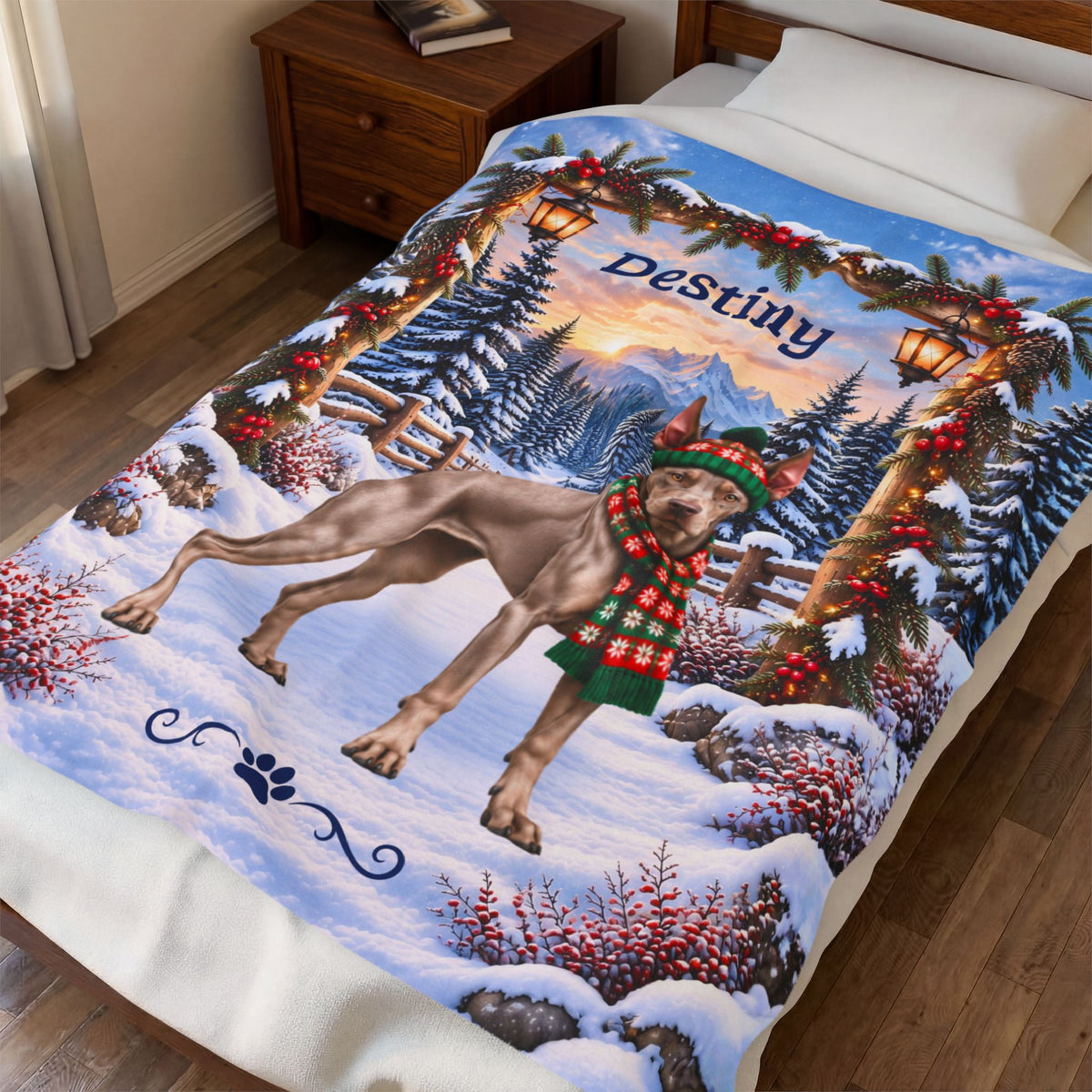 Doberman (Fawn-Isabella Coat) - Personalized Winter Blanket, Custom Name Velveteen Throw