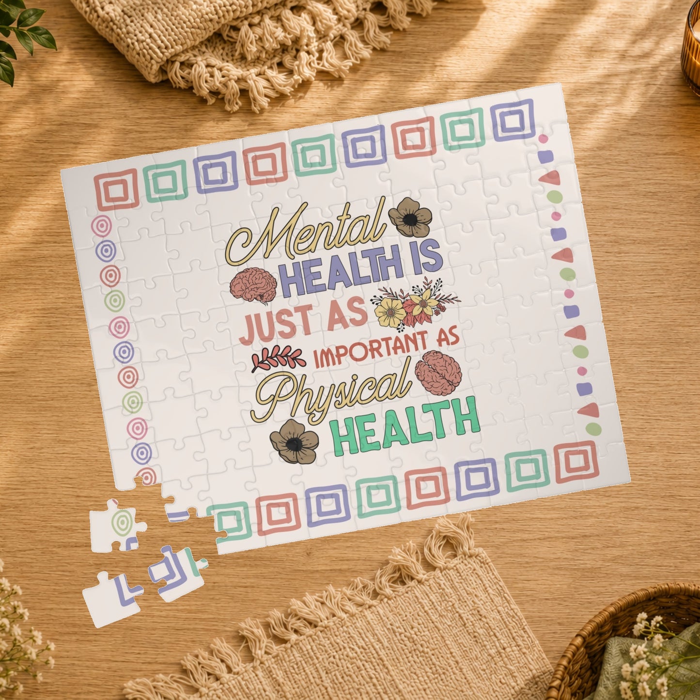 Mental Health Is Just as Important as Physical Health - Affirmation Puzzle Gift for Survivors and Puzzle Lovers
