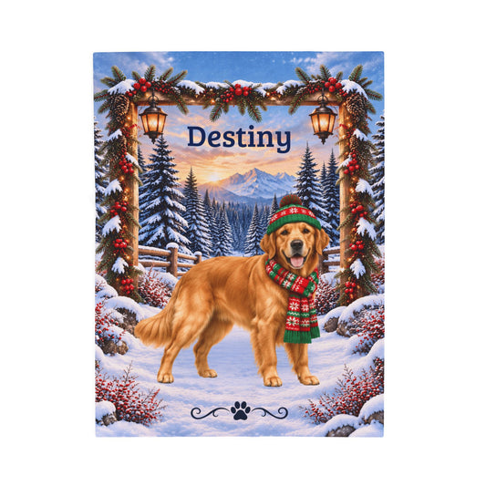 Golden Retriever (Classic Golden Coat) - Personalized Dog Name Blanket, Plush Winter Goldie Gift - MySisterIsAsurvor