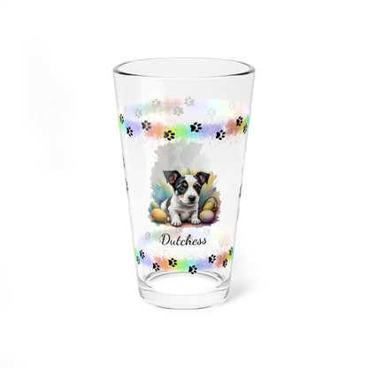 Jack Russell Terrier (Black & White) Personalized Easter Puppy 16oz Pint Glass - Custom Dog Design, Mental Health Gift, Easter Décor, and Festive Celebrations