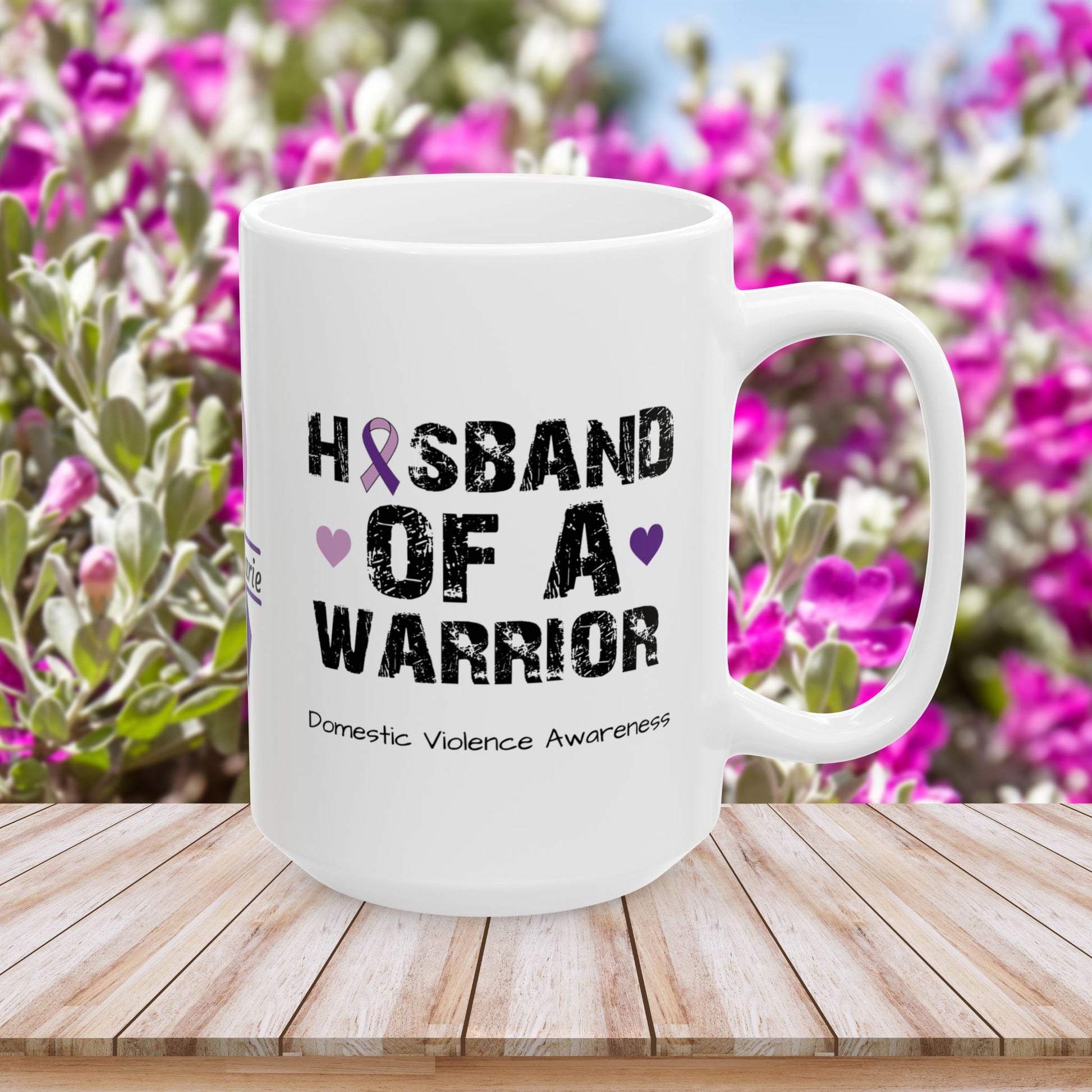 Husband of a Warrior - Personalized Domestic Violence Awareness Gift, Empowerment and Resilience Ceramic Mug, Support for Survivors