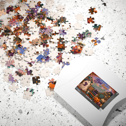 Boo-lieve in Yourself Halloween Puzzle - Ghost with Believe in Magic Book, Black Cat, and Affirmation Books