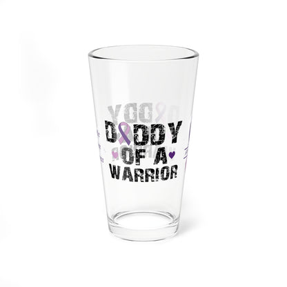 Daddy of a Warrior: Personalized Domestic Violence Awareness Warrior Pint Glass - Proud Family Member